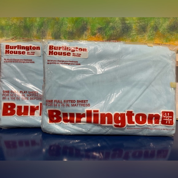 Burlington House Blue Full Fitted Sheet Set Cotton Polyester Vintage 60s 70s